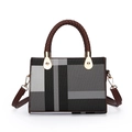 Bolso de hombro para mujer con diseño de cuadros negro blanco gris y asas tejidas marrones - Cuadros Negro Blanco Gris (Estilo 1)