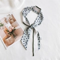 Foulard sottile in seta per capelli e borse con motivo a pois verde e blu scuro - Pois Striscia Verde Chiaro