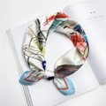 Elegant multi-color abstract print square silk scarf for women in artistic pattern - 9 Pencil Street View