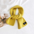 Solid bright yellow knitted winter scarf for women with fashion brand patch label - Yellow
