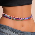 Vijflaagse kleurrijke kralen taillenketting met roze bloemen voor bikini-stijl - Stijl 2 - 26356 (Set van 5 met Bloemen)