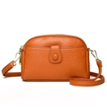 Minimalist orange lychee pattern PU leather crossbody bag with elegant gold hardware - Yellow