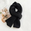 Thick black knitted scarf for women with heavy wool texture for winter warmth - Black