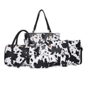6-teiliges Handtaschen-Set mit Kuhmuster aus PU-Leder und goldenen Beschlägen - Kuhdruck Schwarz Sechsteiliges Set / Schwarz