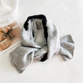 Light gray knitted striped scarf with black patterns in a cozy winter setting - 186x39 / Gray