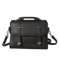 Bolso negro de textura litchi con asa superior y correa de hombro ajustable moda - Negro