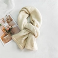 Chunky cream knitted heart scarf for women with thick woven texture for winter warmth - Off White