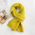 Thick knit winter scarf in bright yellow wool with a cozy textured woven pattern - Yellow