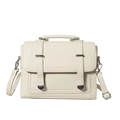 Bolso bandolera minimalista blanco crema con herrajes plateados y textura de ecopiel - Blanco