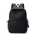 Minimalist black water-resistant business backpack with decorative fashion strap and pockets - Black