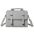 Bolso de mano en cuero sintético gris con asa superior y correas verticales - Gris