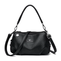 Sac à bandoulière noir pour femme en simili cuir texturé avec logo argenté élégant - Noir