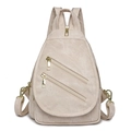 Bolso multiusos de lona crema con herrajes dorados y cremalleras frontales dobles - Blanco Roto