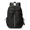 Black waterproof oxford backpack for men featuring a stylish side strap and vertical zipper - 6028 Black