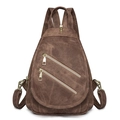 Bolso de pecho vintage marrón para mujer con diseño multibolsillo y herrajes dorados - Marrón