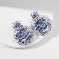 Handmade beaded drop earrings in blue, white, and purple boho geometric style - Blue & White