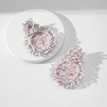 Handmade pink and white beaded drop earrings in bohemian style for casual fashion - Pink White