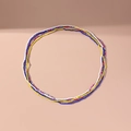 Colorful multi-layer elastic glass waist beads set in blue, yellow and rainbow colors - Style 5 - 24331 (Set of 4)