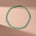 Elastic blue and green glass seed bead African waist chain set for beach jewelry - Style 6 - 24431 (Set of 4 Blue Green)