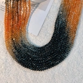 Vue détaillée de perles en cristal facettées avec dégradé de couleur ambre à noir - 3mm (Env. 110 pcs/fil) / Dégradé Ambre Noir
