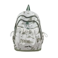 Zaino floreale leggero con motivo montano e dettagli verde bosco da donna - Verde