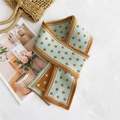Sciarpa in maglia a contrasto blu e arancione con motivi floreali vintage - Pois Verde Arancio Giallo