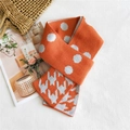 Sciarpa in maglia double-face con pois arancio e grigi e motivo pied-de-poule - Pied de Poule Rosso Arancio