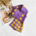 Sciarpa reversibile in maglia a pois viola e gialli con motivo pied-de-poule - Giallo Viola Pied de Poule