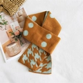 Sciarpa invernale in maglia marrone e azzurro con pois e motivo pied-de-poule - Arancio Verde Pied de Poule