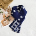 Sciarpa invernale in maglia con pois blu scuro e grigi e motivo pied de poule - Blu Notte Pied de Poule