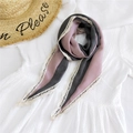 Gray and dusty pink colorblock scarf with delicate cream lace trim displayed on fabric - 47x135cm / Purple Gray Mixed