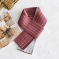 Sciarpa in maglia double-face con motivo a pois rossi e grigi per autunno e inverno - Linea Tratteggiata Magenta