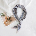 Élégant foulard long et étroit en soie rose pâle avec des lignes géométriques marine - Petites Lignes Denses Rose Clair
