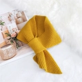 Ginger yellow knitted pull-through scarf with ribbed texture for winter warmth - Yellow