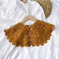 Ginger yellow hollow lace shawl with pearl button for women in elegant vintage style - Pearl Buckle Hollow Out Style (DM0034) / Orange