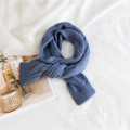 Bufanda de punto azul grueso con patrón de cadena para invierno, lana suave y cálida - Azul