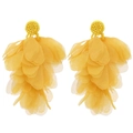 Handmade yellow petal tassel drop earrings with vibrant beads for elegant women - Yellow
