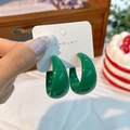 Orecchini a cerchio a C spessi verde scuro in acrilico lucido su carta per gioielli - Verde Scuro (Lucido)