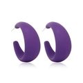 Matte dark purple acrylic large C-shaped hoop earrings with minimalist modern design - Deep Purple (Matte)