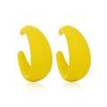 Matte yellow acrylic large C-shaped hoop earrings for women with a frosted finish - Yellow (Matte)