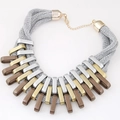 Multilayer woven chain necklace with gold silver and bronze geometric rings for women - Light Mixed (Gold Silver Bronze)