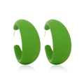 Matte grass green C-shaped acrylic earrings with a minimalist pop design style - Green (Matte)