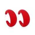 Fashionable matte red C-shaped acrylic hoop earrings for women with minimalist design - Red (Matte)