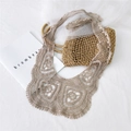 Colletto in pizzo all'uncinetto beige vintage con motivo floreale per abiti primaverili - 125cm / Cammello