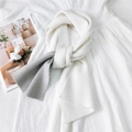 Sciarpa lunga in maglia bicolore bianco e grigio con dettagli a costine premium - 25*120cm / Bianco Sporco Grigio