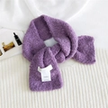 Sciarpa in peluche viola con etichetta tessuta e calda consistenza in lana d'agnello - Hutton Riccio (Viola) / Viola