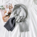 Sciarpa da donna in maglia a coste bicolore grigio in lana morbida per l'inverno - 25*120cm / Grigio e Grigio Medio