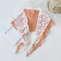 Piccolo foulard in lino rosa pesca con bordi in pizzo bianco in stile foresta vintage - 140cmx30cm / Arancione