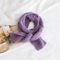 Bufanda de punto violeta para mujer con textura de cadena gruesa y suave diseño liso - Morado