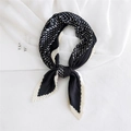 Elegant pleated square scarf featuring classic black and white grid patterns for women - 70cmx70cm / Black White Gingham Black Edge (6皱OV黑)